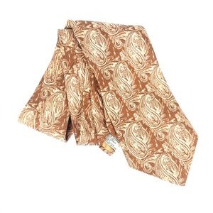 Joseph Aboud Silk Tie Brown Paisley Made in USA Classic Width 4" x 58.5"